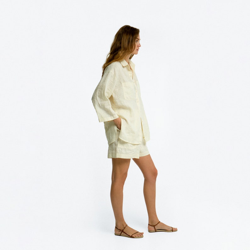 Linen Shirt and Shorts Set: Handmade Summer Bride Suit