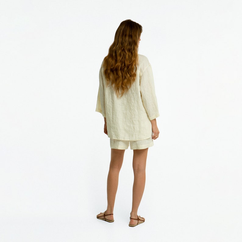 Linen Shirt and Shorts Set: Handmade Summer Bride Suit